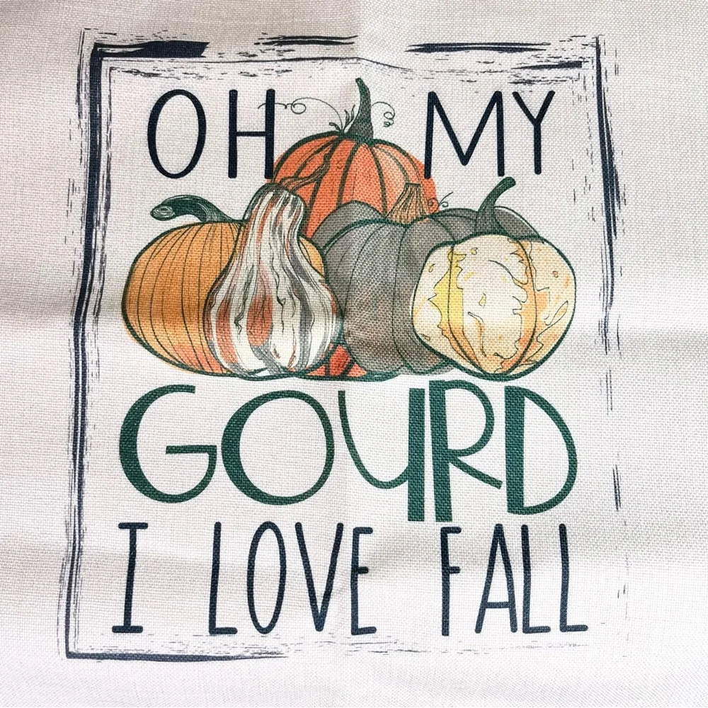 Handmade Beige Canvas Fall Autumn Pumpkin Decorative Accent Pillowcase NEW